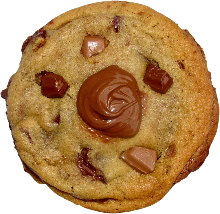 Nutella Stuffed cookie with a Nutella swirl on top